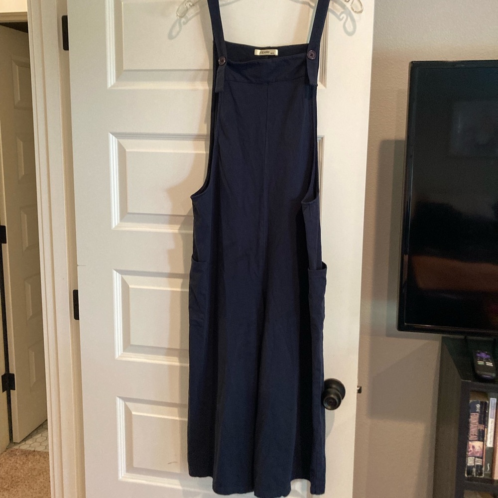 Eshakti dark navy jersey knit overalls